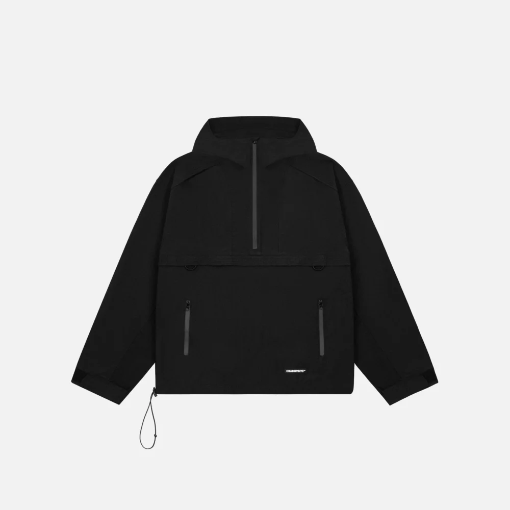 Black Anorak Jacket "Stealth Half-Zip" JK671