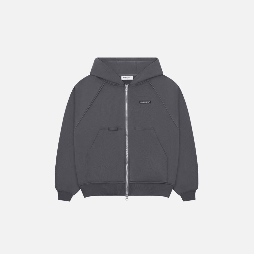 Grey Zip Hoodie "Steel Mark" HD288