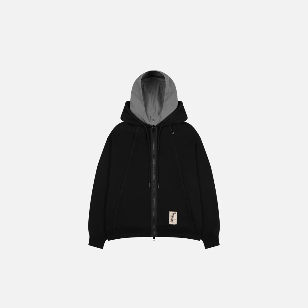 Black Zip-Up Hoodie "Shadow Grey" DB134