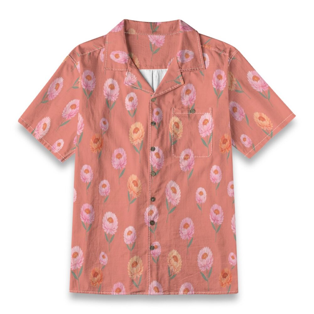 Everlasting Flower Coral Bright Floral Island Shirt