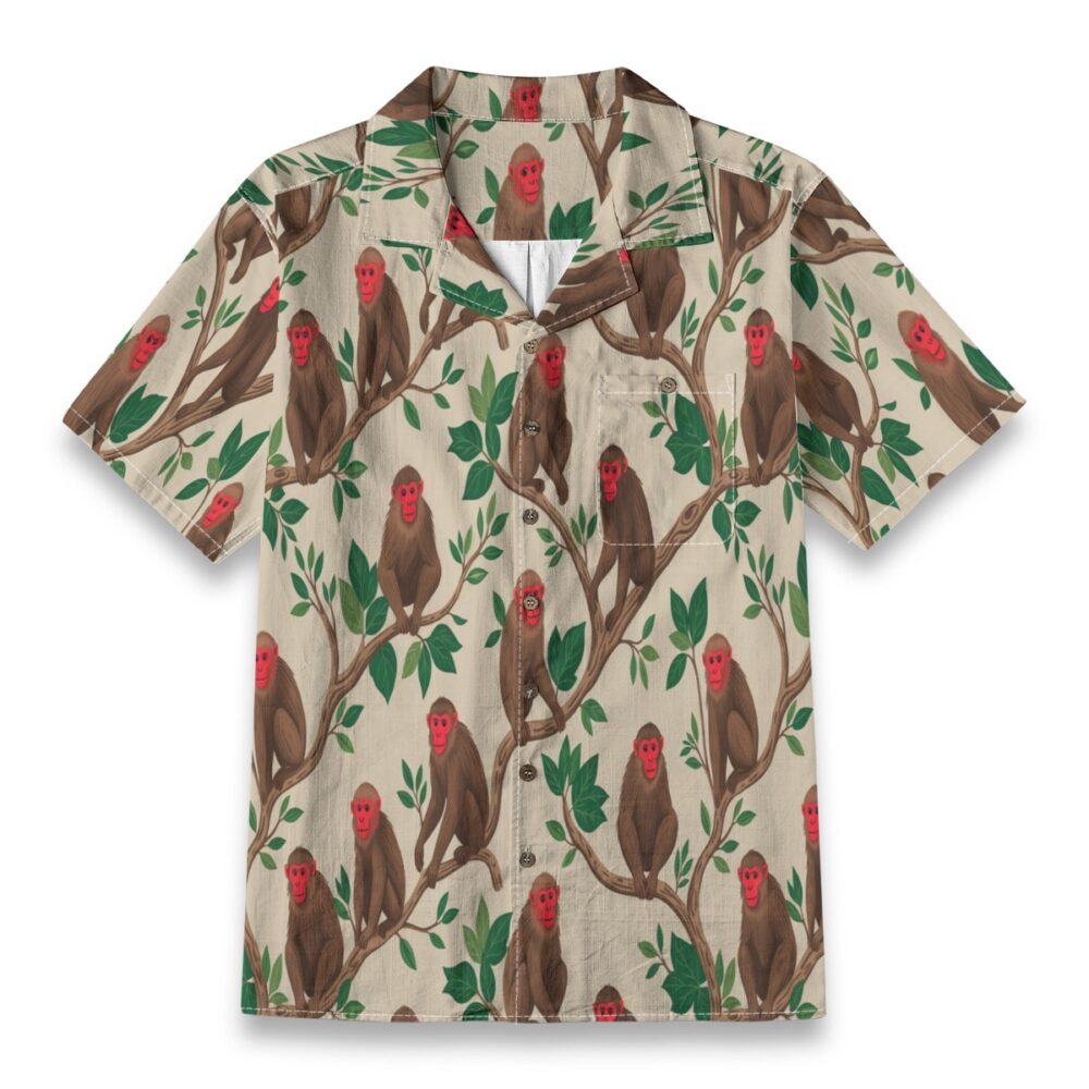 Uakari Red Face Jungle Pattern Aloha Shirt