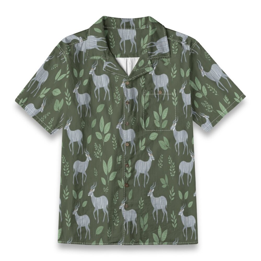 Nyala Striped Jungle Olive Tropical Shirt
