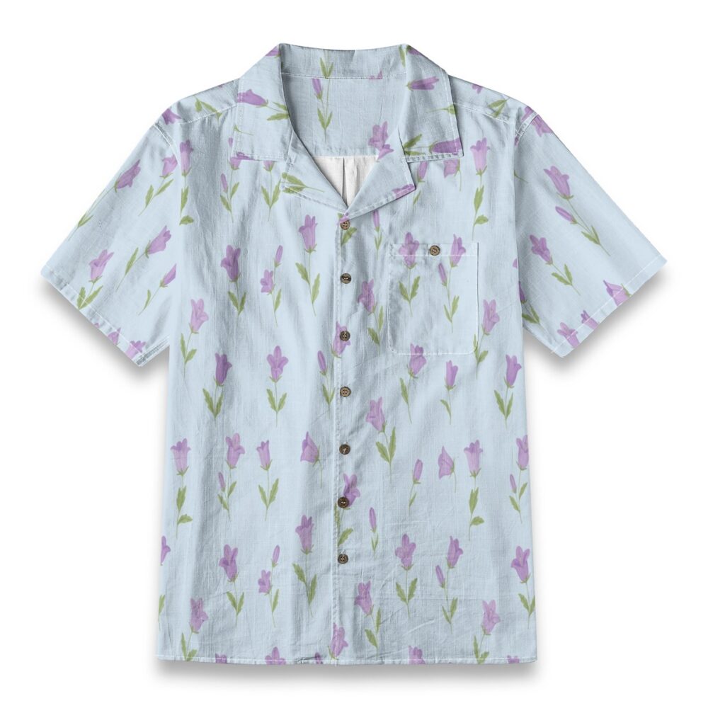 Bellflower Soft Blue Meadow Floral Summer Shirt