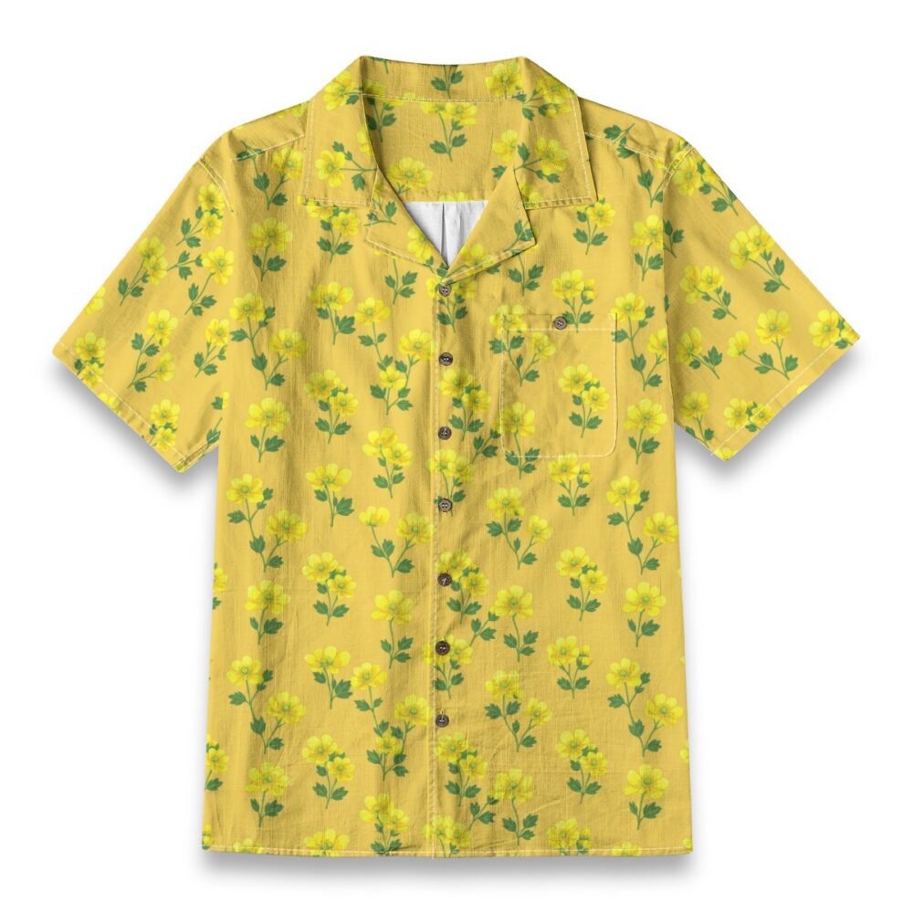 Celandine Golden Bloom Bright Floral Beach Shirt